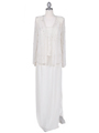 8324 Ivory Beaded Mock Two Piece Dress with Jacket - Ivory, Front View Thumbnail