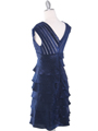 8334 Wide V-Neckline Tiered Cocktail Dress - Navy, Back View Thumbnail
