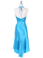 8397 Turquoise Charmeuse Halter Cocktail Dress - Turquoise, Back View Thumbnail