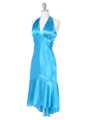 8397 Turquoise Charmeuse Halter Cocktail Dress - Turquoise, Alt View Thumbnail