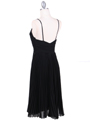 8420 Black Pleated Cocktail Dress with Rhinestone Pin - Black, Back View Thumbnail