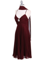 8420 Burgundy Pleated Cocktail Dress with Rhinestone Pin - Burgundy, Alt View Thumbnail