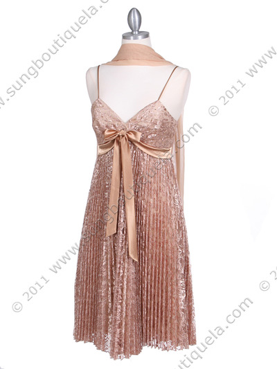 8441 Gold Lace Cocktail Dress - Gold, Alt View Medium