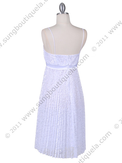 8441 White Lace Cocktail Dress - White, Back View Medium