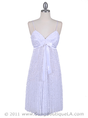 8441 White Lace Cocktail Dress, White