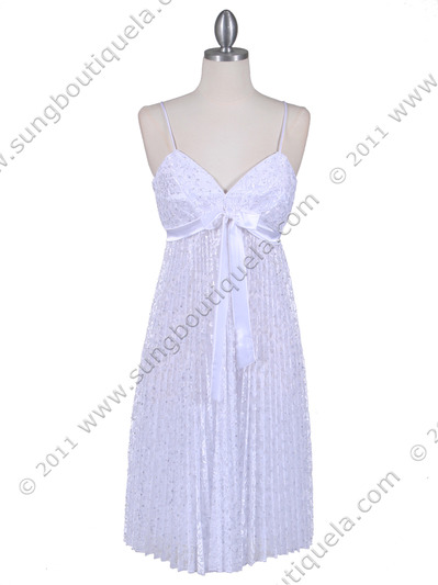 8441 White Lace Cocktail Dress - White, Front View Medium