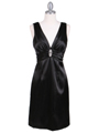 8476 Black Cocktail Dress with Rhinestone Pin - Black, Front View Thumbnail