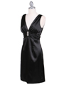 8476 Black Cocktail Dress with Rhinestone Pin - Black, Alt View Thumbnail