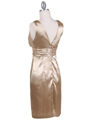 8476 Gold Cocktail Dress with Rhinestone Pin - Gold, Back View Thumbnail
