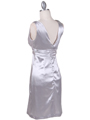 8476 Silver Cocktail Dress with Rhinestone Pin - Silver, Back View Thumbnail