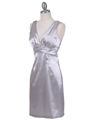 8476 Silver Cocktail Dress with Rhinestone Pin - Silver, Alt View Thumbnail