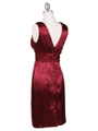 8476 Wine Cocktail Dress with Rhinestone Pin - Wine, Back View Thumbnail