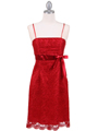 8483 Red Laced Cocktail Dress - Red, Front View Thumbnail