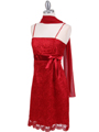 8483 Red Laced Cocktail Dress - Red, Alt View Thumbnail