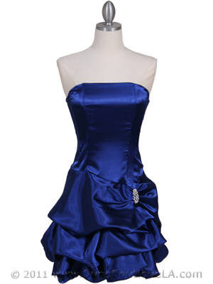 8484 Royal Blue Bubble Cocktail Dress with Rhinestone Pin, Royal Blue
