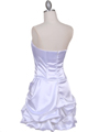 8484 White Bubble Cocktail Dress with Rhinestone Pin - White, Back View Thumbnail
