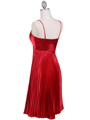 8491 Red Pleated Cocktail Dress with Rhinestone Pin - Red, Back View Thumbnail