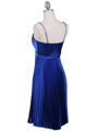 8491 Royal Blue Pleated Cocktail Dress with Rhinestone Pin - Royal Blue, Back View Thumbnail