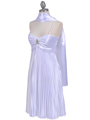 8491 White Pleated Cocktail Dress with Rhinestone Pin - White, Alt View Thumbnail