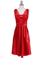 8493 Red Glitter Tea Length Dress - Red, Front View Thumbnail