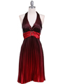 8494 Red 2-tone Pleated Cocktail Dress - Red, Front View Thumbnail