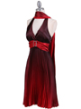 8494 Red 2-tone Pleated Cocktail Dress - Red, Alt View Thumbnail