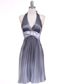 8494 Silver 2-tone Pleated Cocktail Dress - Silver, Front View Thumbnail
