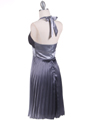 8494 Silver 2-tone Pleated Cocktail Dress - Silver, Back View Thumbnail