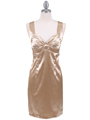 8503 Gold Satin Cocktail Dress - Gold, Front View Thumbnail