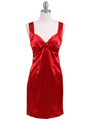 8503 Red Satin Cocktail Dress - Red, Front View Thumbnail