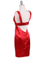 8503 Red Satin Cocktail Dress - Red, Back View Thumbnail