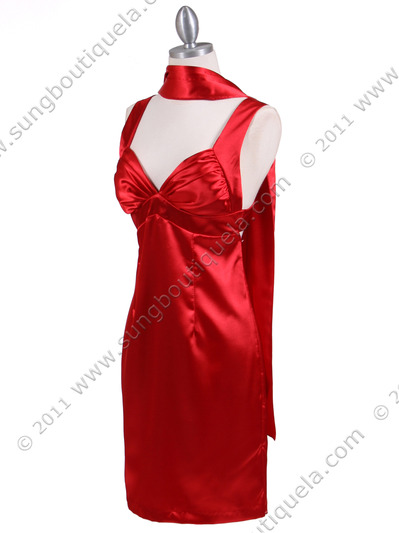 8503 Red Satin Cocktail Dress - Red, Alt View Medium