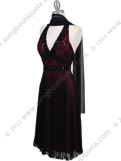 8508 Black Fuschia Lace Cocktail Dress - Black Fuschia, Alt View Medium