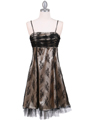 8509 Black Gold Laced Cocktail Dress - Black Gold, Front View Thumbnail