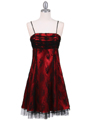 8509 Black Red Laced Cocktail Dress - Black Red, Front View Thumbnail