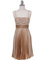 8515 Gold Pleated Cocktail Dress - Gold, Front View Thumbnail