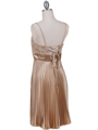 8515 Gold Pleated Cocktail Dress - Gold, Back View Thumbnail