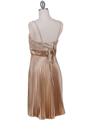8515 Gold Pleated Cocktail Dress - Gold, Back View Thumbnail