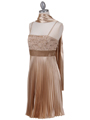 8515 Gold Pleated Cocktail Dress - Gold, Alt View Thumbnail