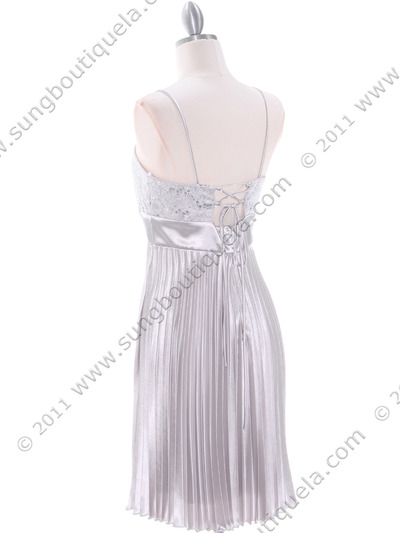 8515 Silver Cocktail Dress - Silver, Back View Medium