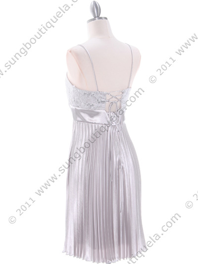 8515 Silver Cocktail Dress - Silver, Back View Medium