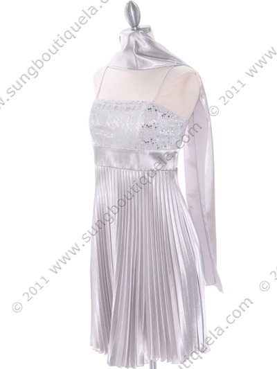 8515 Silver Cocktail Dress - Silver, Alt View Medium
