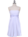 8515 White Pleated Cocktail Dress - White, Front View Thumbnail
