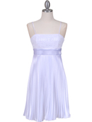 8515 White Pleated Cocktail Dress, White