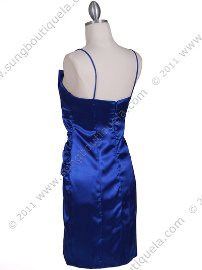 8531 Royal Blue Strapless Satin Cocktail Dress - Royal Blue, Back View Medium