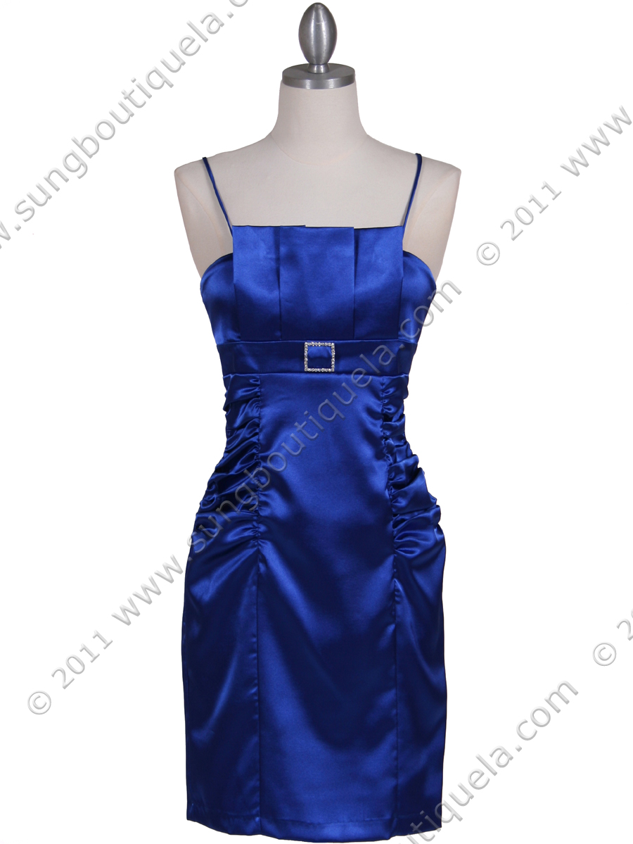 Royal Blue Strapless Satin Cocktail Dress | Sung Boutique L.A.