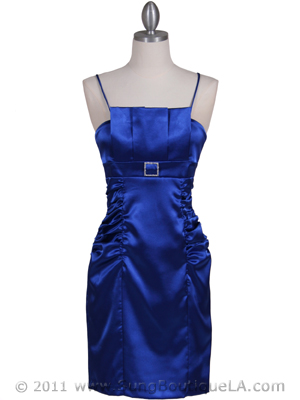 8531 Royal Blue Strapless Satin Cocktail Dress, Royal Blue