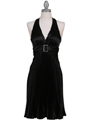 8543 Black Halter Pleated Cocktail Dress - Black, Front View Thumbnail