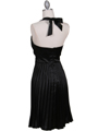 8543 Black Halter Pleated Cocktail Dress - Black, Back View Thumbnail