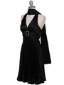 8543 Black Halter Pleated Cocktail Dress - Black, Alt View Thumbnail